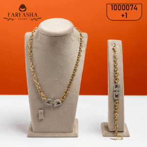 Pure Stainless Steel Zircon Necklace Bracelet Set 1000074 1